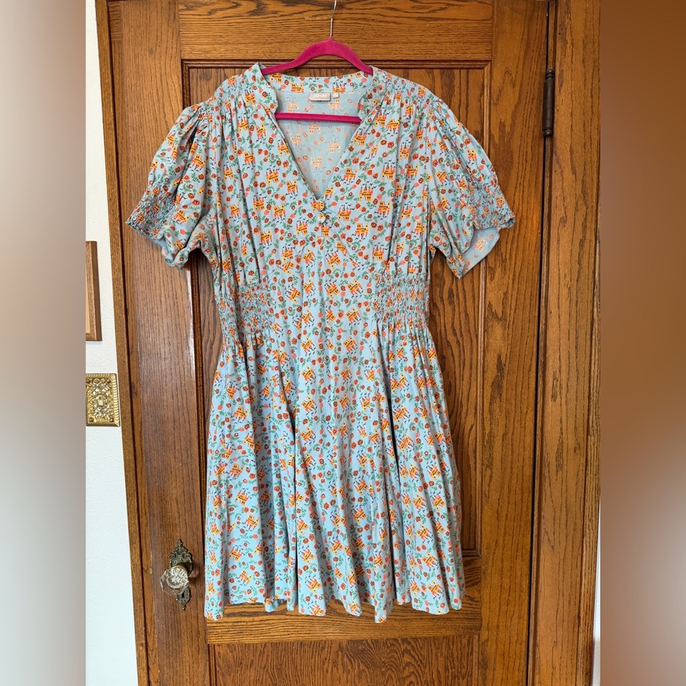 eShakti Castle and Floral Print Dress